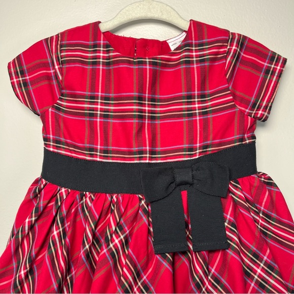 Carters Baby Girl 9M Red Tartan Plaid Dress Black Bow Waistband Tulle UnderSkirt - Picture 1 of 10